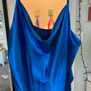 Elegant Blue Satin Women's Top
